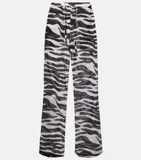 The Attico Zebra-print cotton muslin wide-leg pants