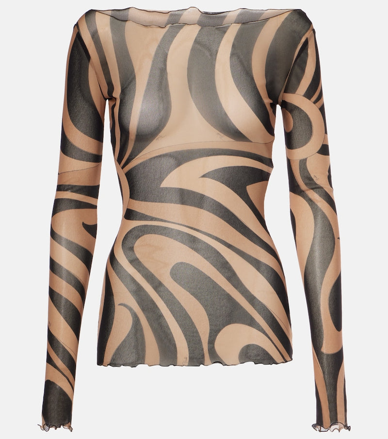Pucci Marmo semi-sheer tulle top
