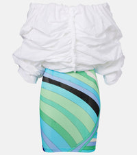 Pucci Ruched off-shoulder cotton minidress