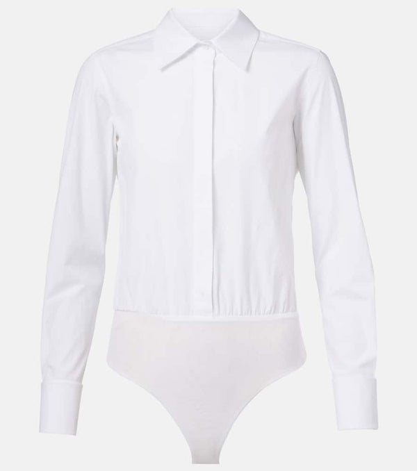 Max Mara Angora cotton-blend poplin bodysuit