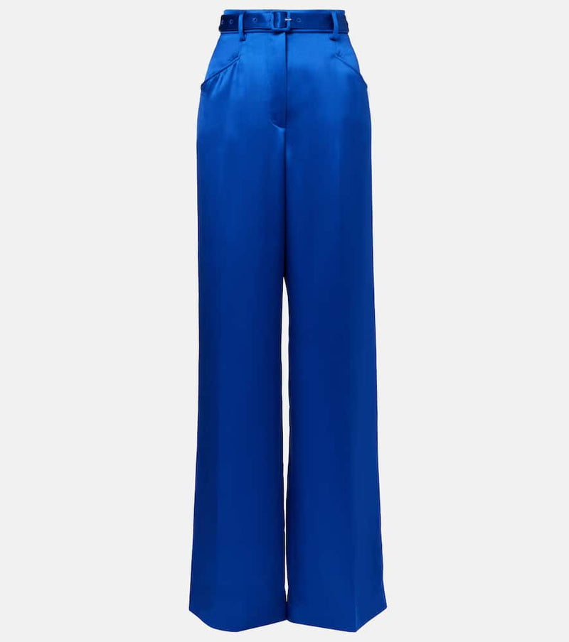 Gabriela Hearst Norman Silk Tweed Wide-Leg Pants Blue
