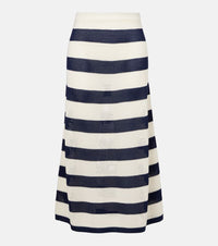 Eres Bateau striped knitted cotton-blend midi skirt