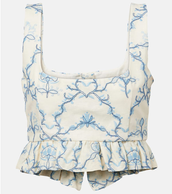 Agua by Agua Bendita Eslabón Floritura printed linen crop top