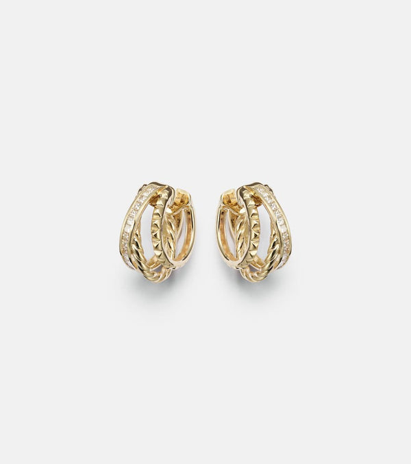 David Yurman DY Crossover 18kt gold hoop earrings with diamonds