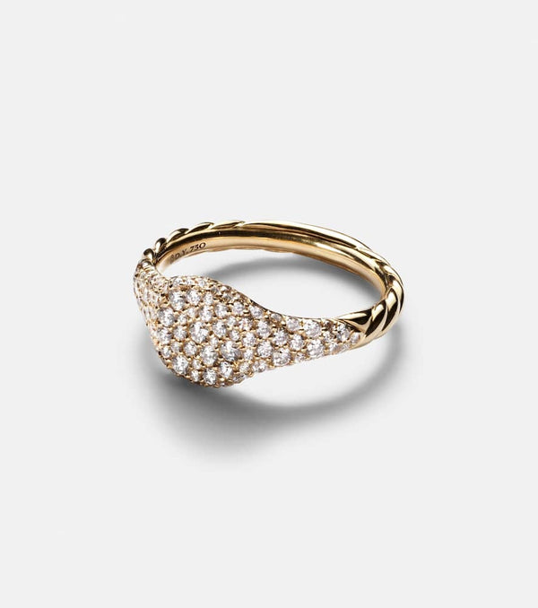 David Yurman Petite Pavé 18kt gold pinky ring with diamonds