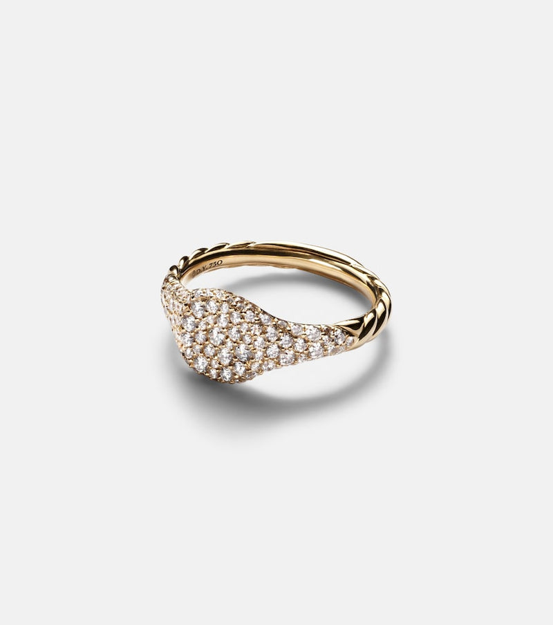 David Yurman Petite Pave 18kt gold pinky ring with diamonds