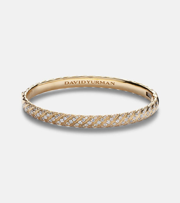 David Yurman Sculpted Cable 18kt gold bangle with diamonds