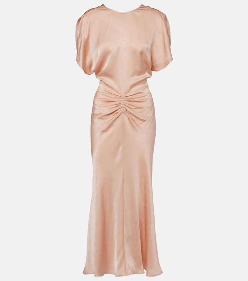 Victoria Beckham Ruched satin jacquard midi dress