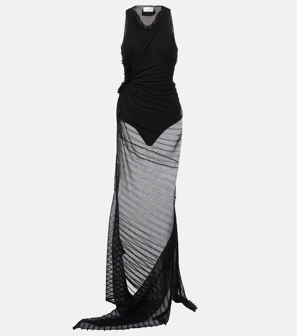 Victoria Beckham Gathered sheer tulle maxi dress