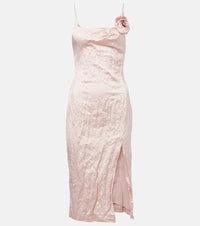 Blumarine Floral-applique satin midi dress