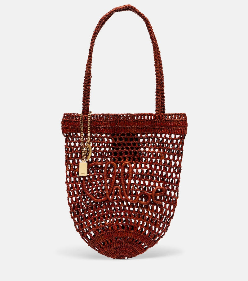 Chloe Summer Banana Small raffia tote bag