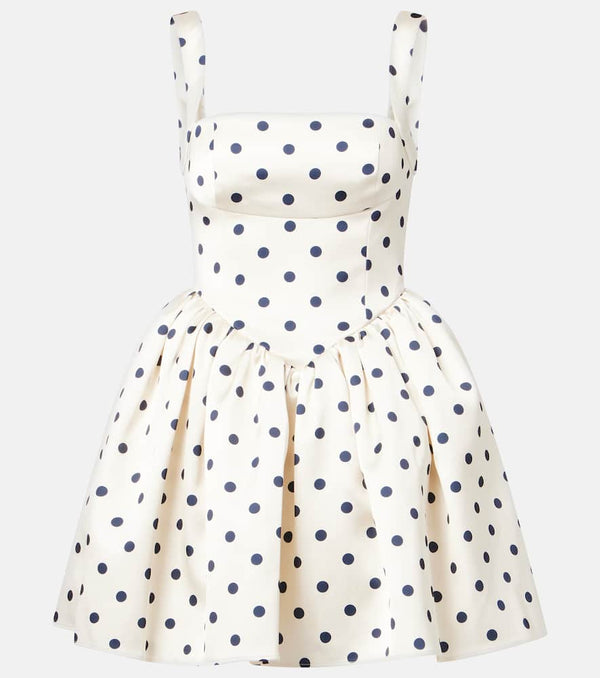 Self-Portrait Polka-dot satin minidress