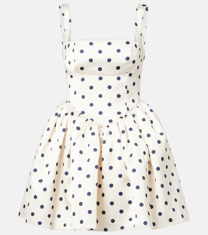 Self-Portrait Polka-dot satin minidress