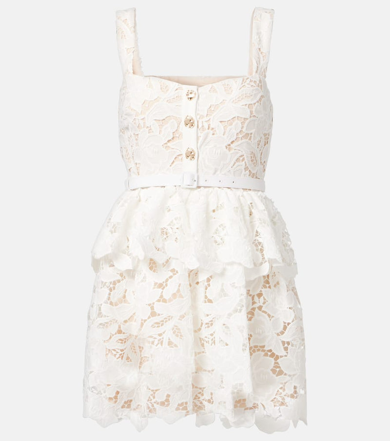 Self-Portrait Scalloped tiered lace minidress