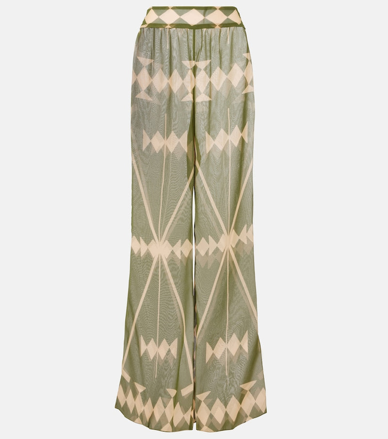 Johanna Ortiz Printed sheer chiffon palazzo pants