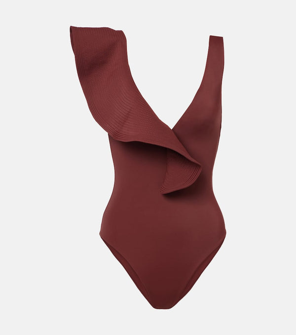 Johanna Ortiz Boleros asymmetric ruffled swimsuit