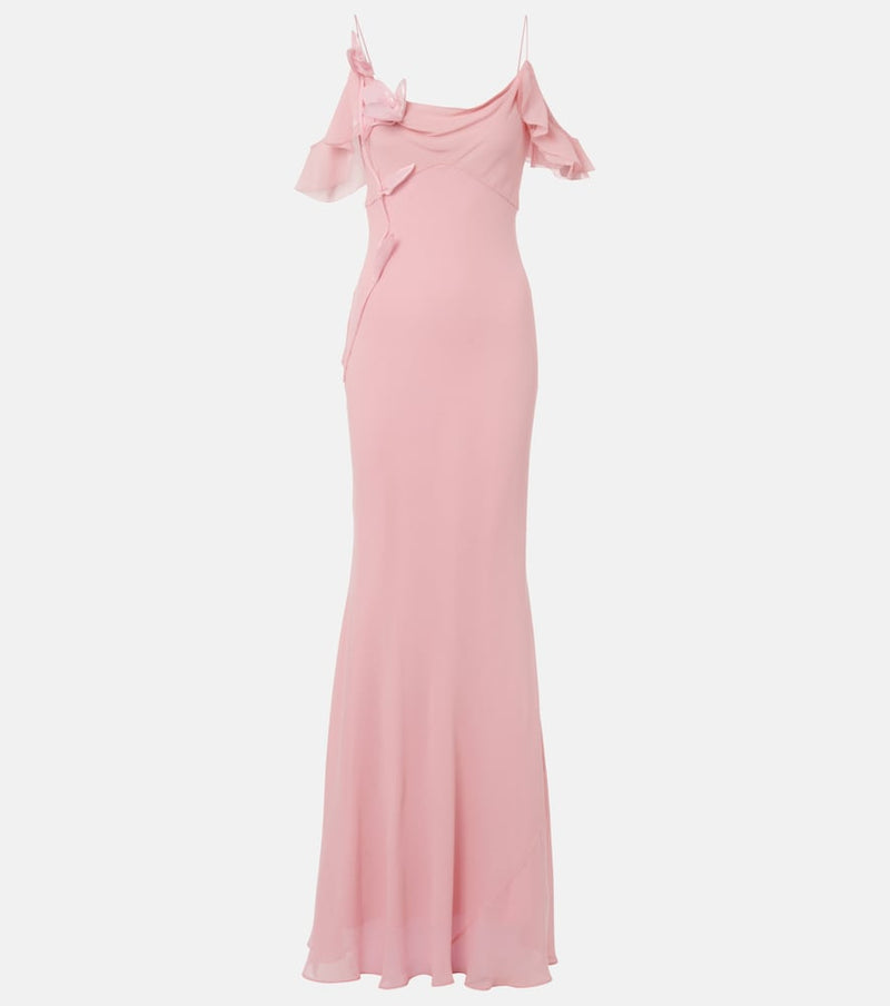 Self-Portrait Floral-applique georgette gown