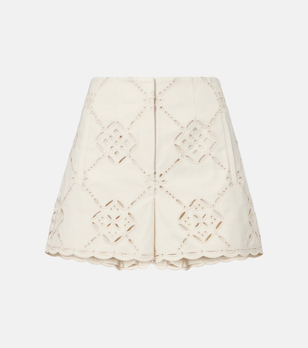 Veronica Beard Jazmin laser-cut cotton shorts