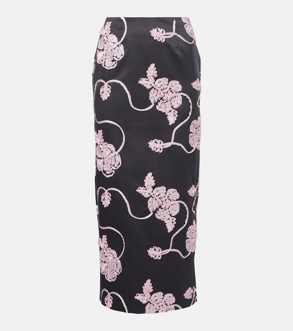 Rotate Floral satin midi skirt