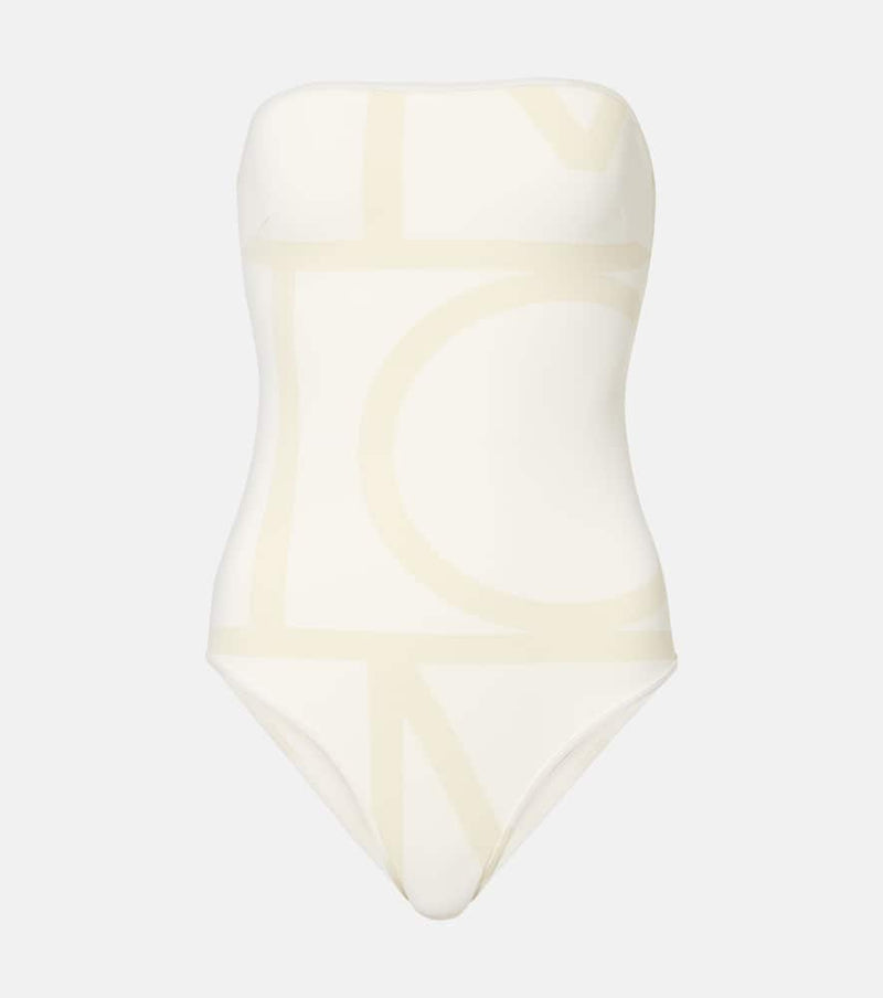 Toteme Monogram strapless jersey swimsuit