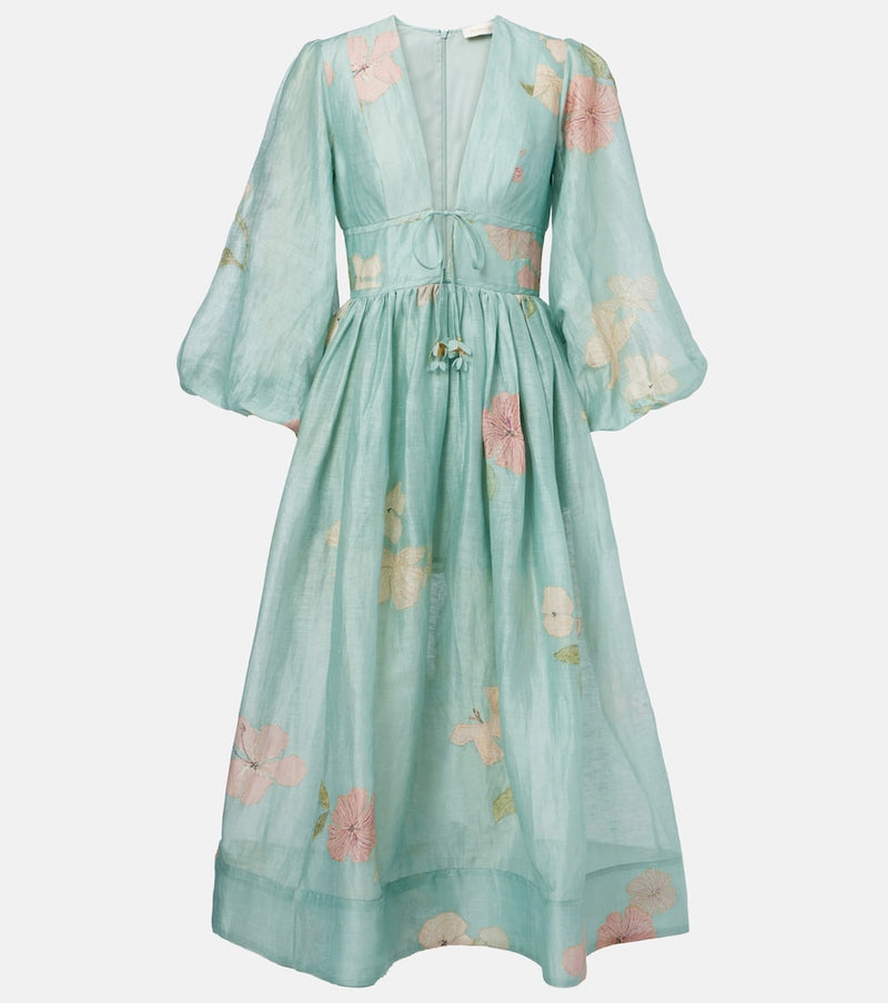 Zimmermann Illuminate linen and silk midi dress