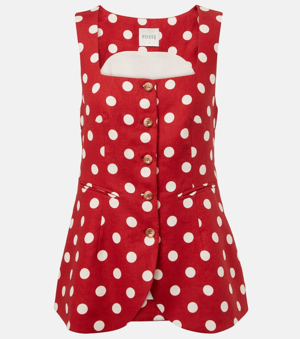 Posse Lucille polka-dot linen vest