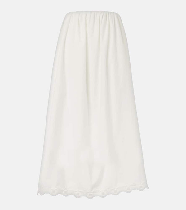 Posse Antoinette embroidered cotton maxi skirt