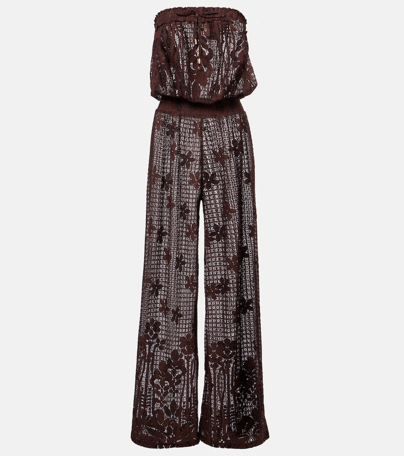 Melissa Odabash Viv off-shoulder cotton-blend jumpsuit