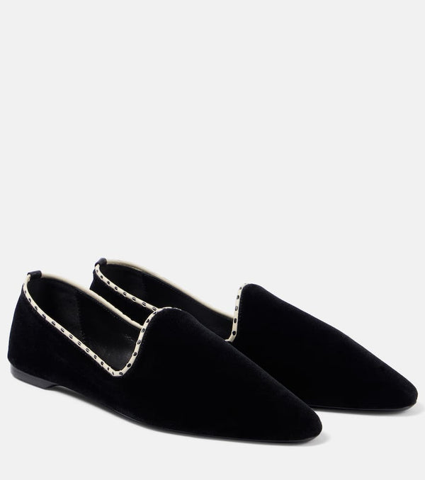 Toteme Leather-lined velvet slippers