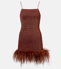 Oseree Lumiere Plumage feather-trimmed minidress