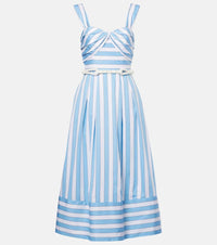 Rebecca Vallance Nilah striped belted cotton midi dress