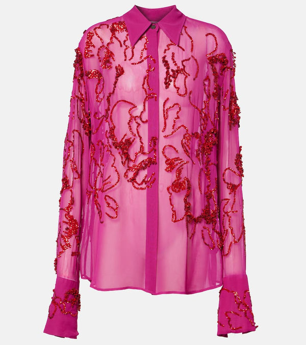 Dries Van Noten Sequined sheer chiffon blouse