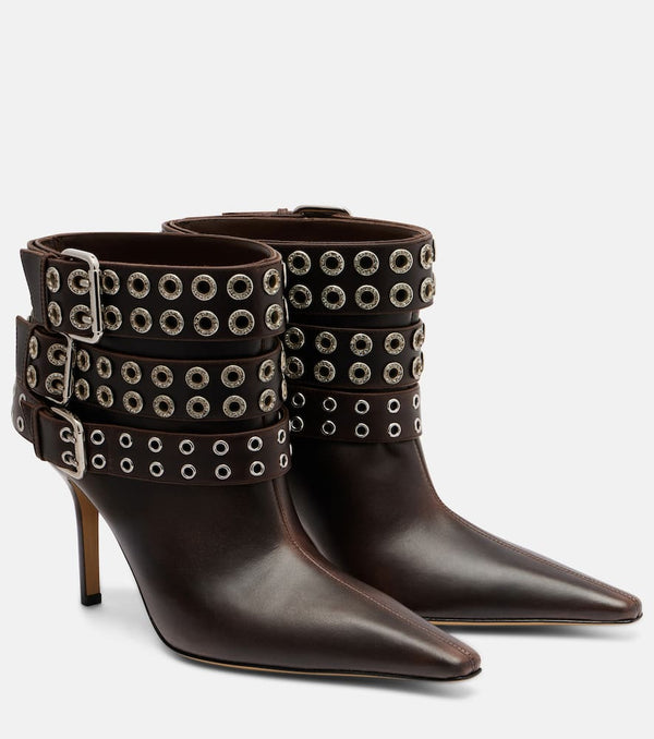 Mach & Mach Buckle Belt 95 leather ankle boots