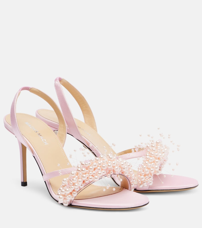 Mach & Mach Floating Pearl 85 satin sandals