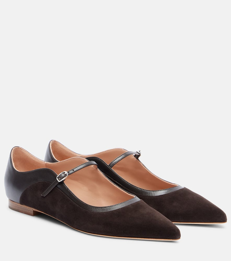 Malone Souliers Corina leather and suede Mary Jane flats