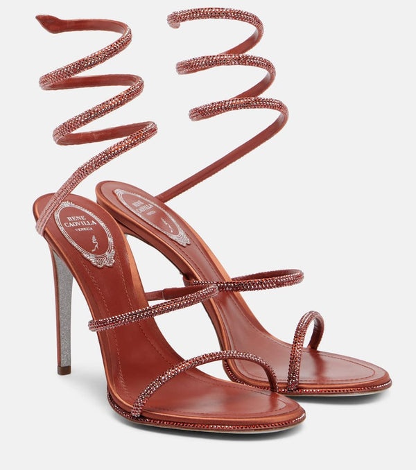 Rene Caovilla Cleo 105 embellished satin sandals