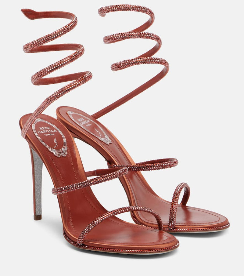 Rene Caovilla Cleo 105 embellished satin sandals