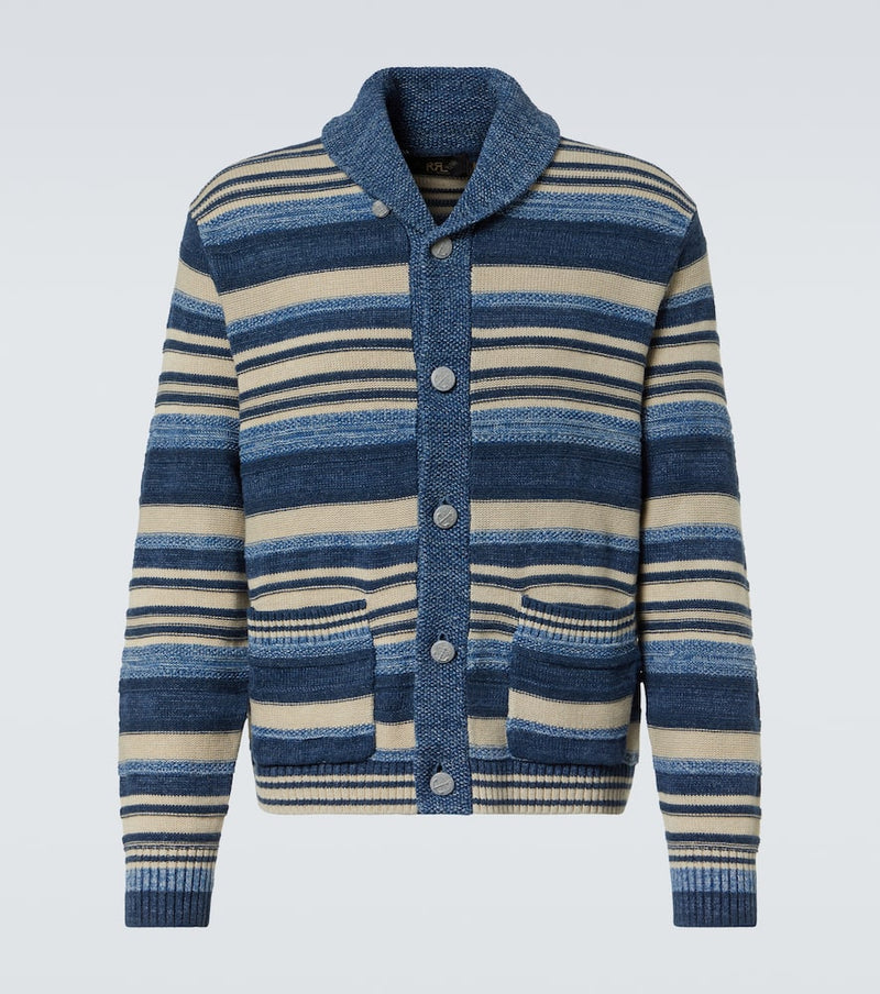 RRL Striped cotton and linen cardigan