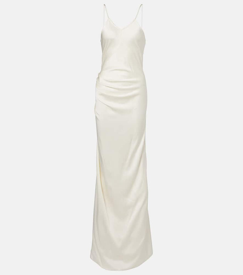Victoria Beckham Draped crepe satin slip dress