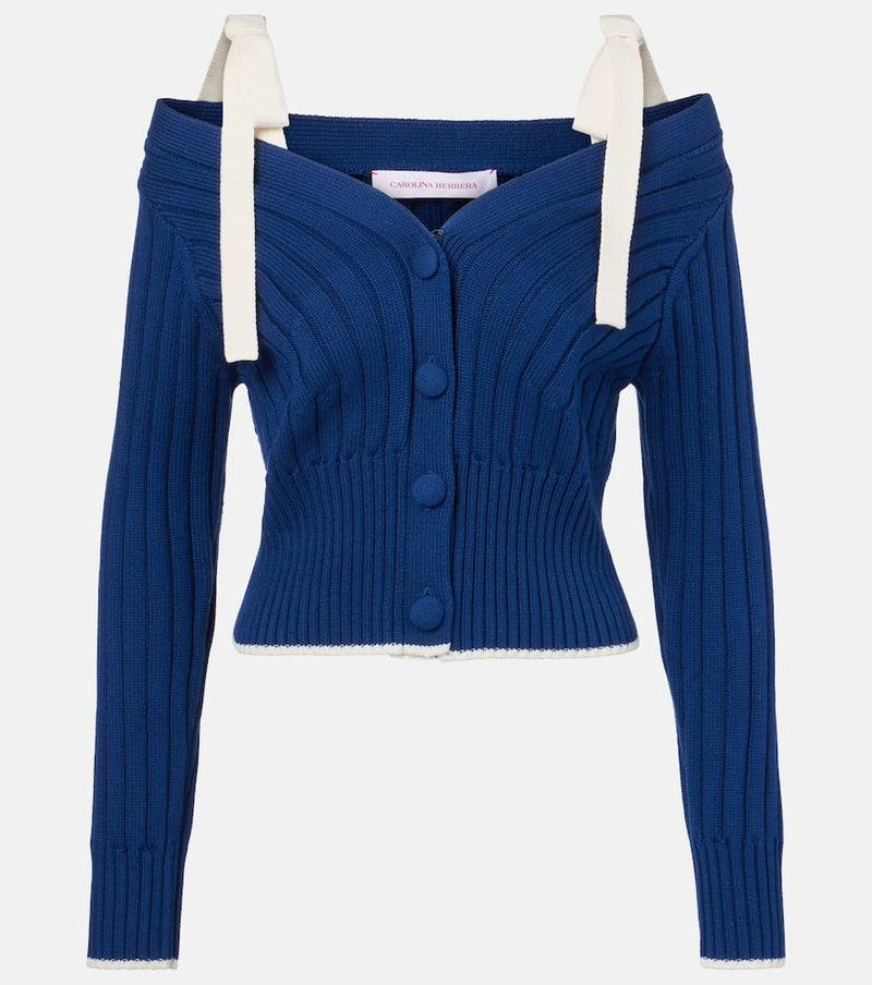 Carolina Herrera Bow-detail cotton and wool cardigan