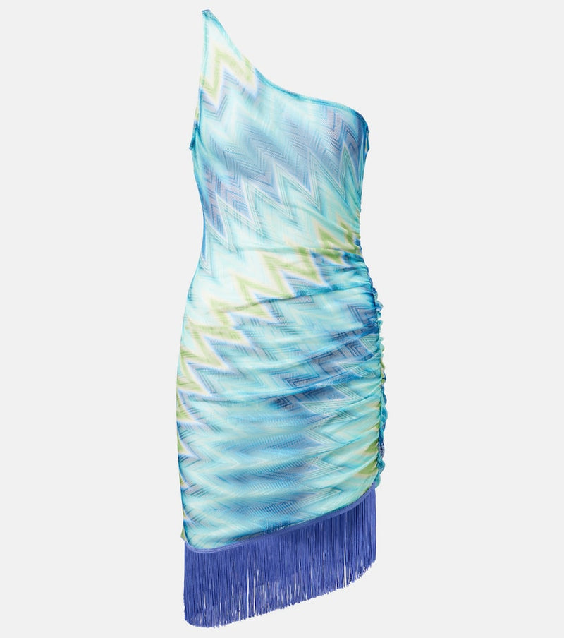 Missoni Zigzag fringed sheer minidress