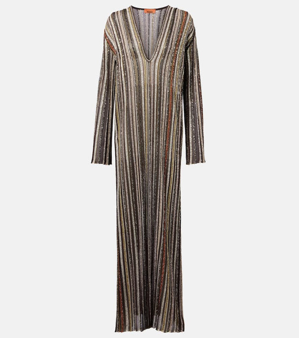 Missoni Striped sequined lame maxi dress