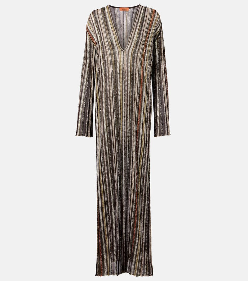 Missoni Striped sequined lame maxi dress