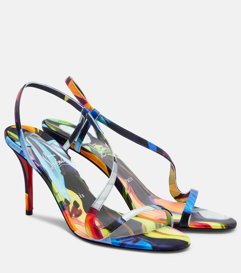 Christian Louboutin Rosa Z 80 Printed Satin Sandals Multicoloured