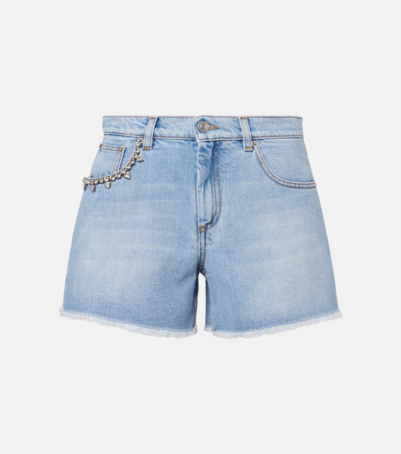 Area Embellished denim shorts