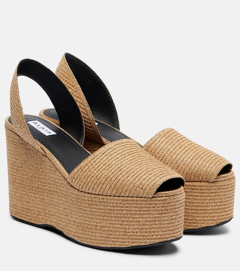 Alaia Straw wedge sandals