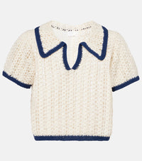 Anna Kosturova Coastal crochet cotton polo shirt