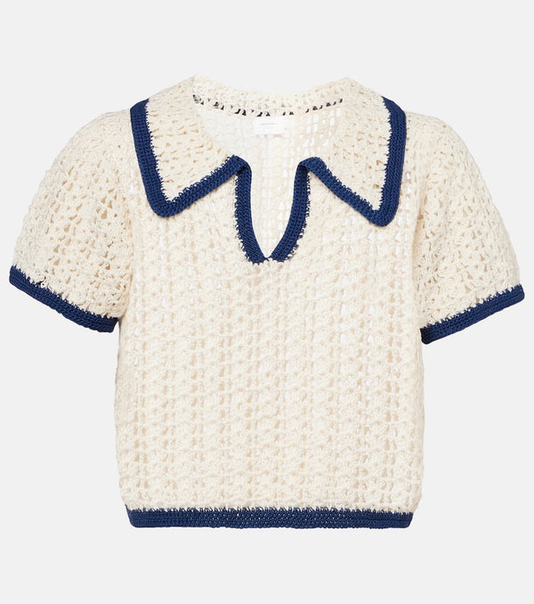 Anna Kosturova Coastal crochet cotton polo shirt