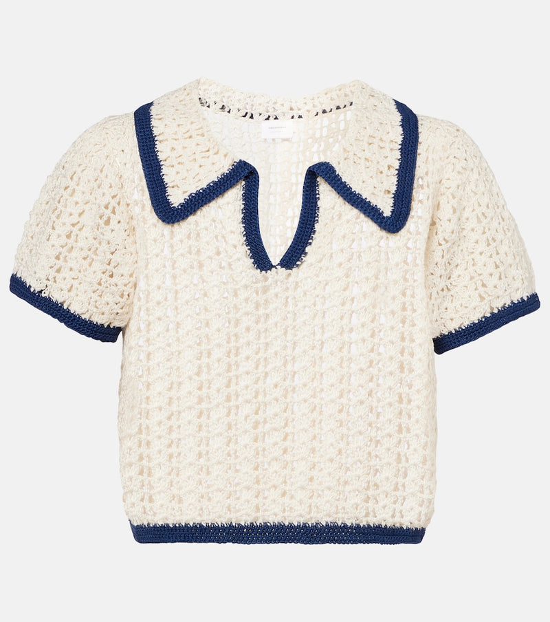 Anna Kosturova Coastal crochet cotton polo shirt
