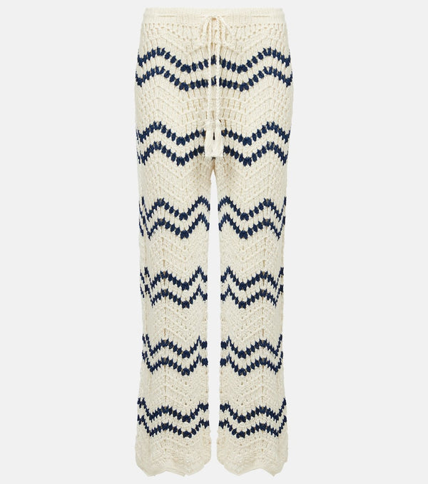 Anna Kosturova Nautical crochet cotton wide-leg pants
